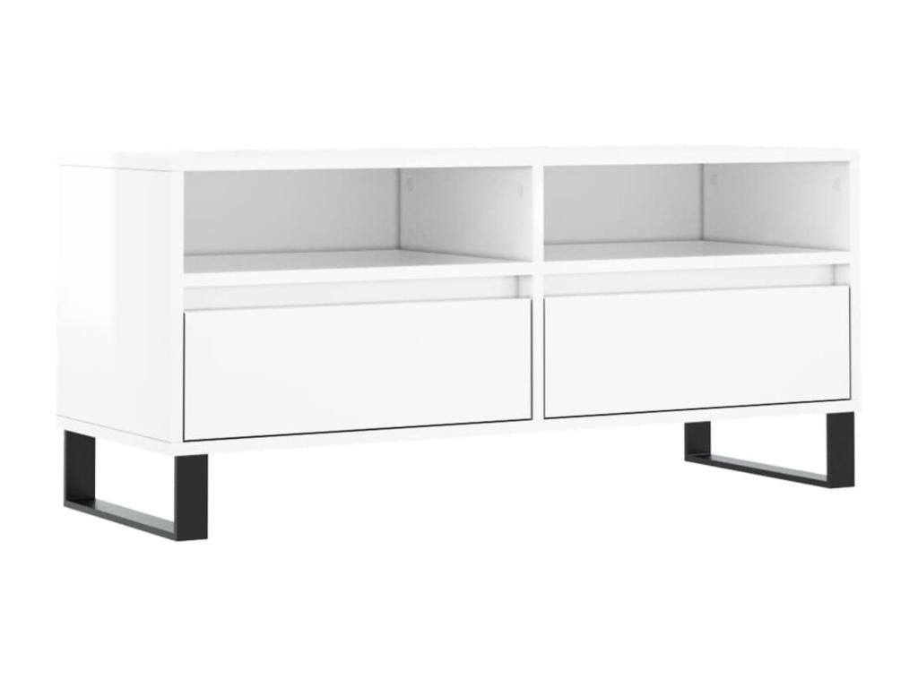 High-gloss white TV stand, 100x34.5x44.5 cm, engineered wood, 18587AYFM