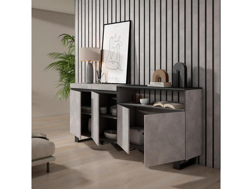 Sideboard for living room and kitchen, 200x87x35cm, 4 Doors, Industrial Design, 85176UVEV