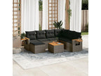 8-piece garden furniture set with grey resin wicker cushions 87196VQAB