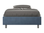 Double bed frame with upholstered slatted base 140x200 blue microfiber Delimoa 64910OCIV
