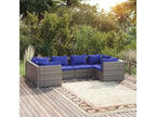 6-piece garden furniture set with cushions, grey wicker resin, 15 62392IRIL