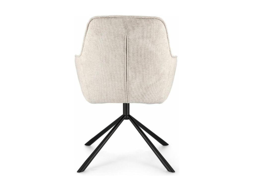 Artanzy designer armchair in soft light beige fabric and black steel legs - Set of 2 09585ANKC