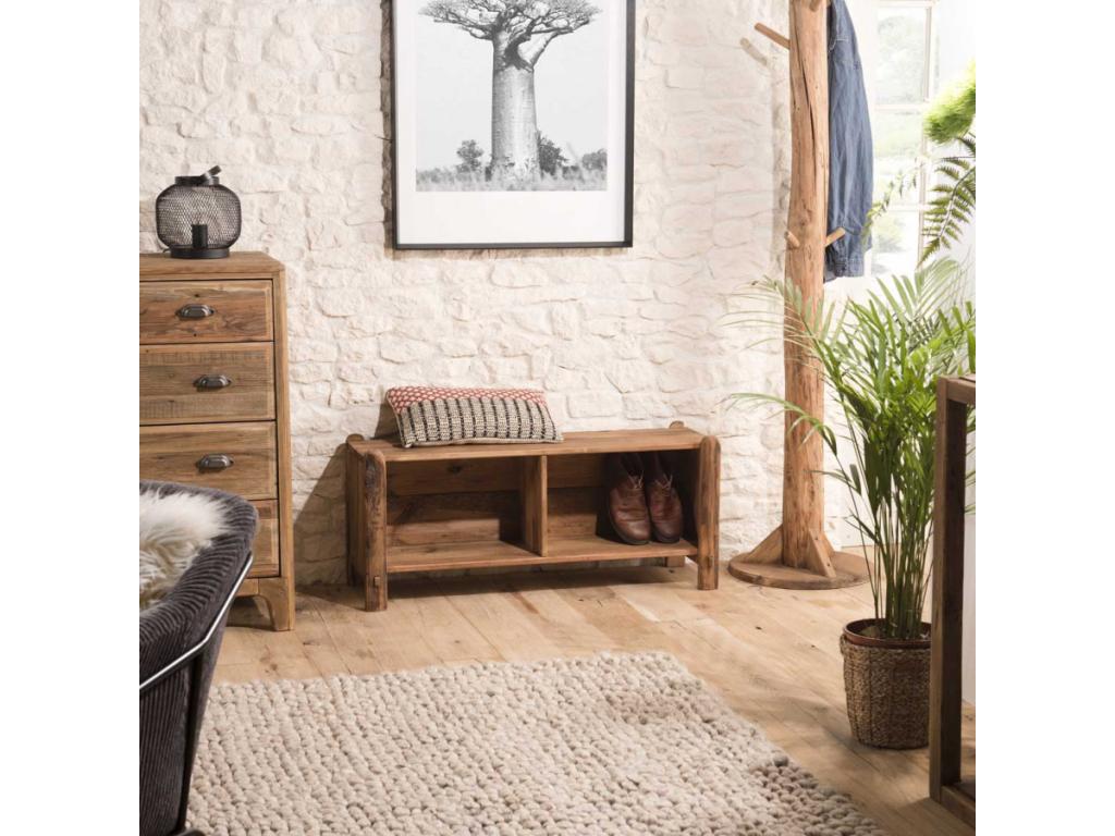 Delimoa - 2-niche shelf / Shoe storage, brown, recycled pine wood 18262YQKC