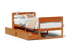 Bed frame without mattress, brown wax finish, 75x190 cm, solid pine wood, 90139BEEP