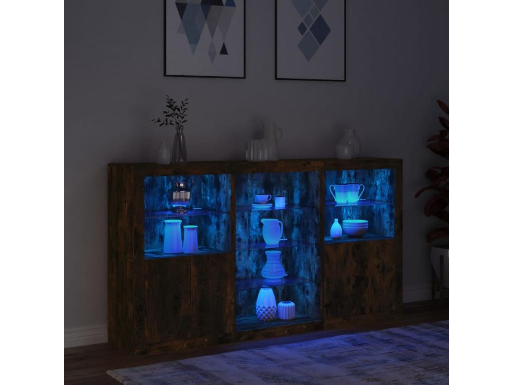 Buffet with Delimoa LED, smoked oak, 181.5x37x100 cm, 78946LWCN