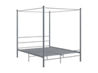 Four-poster bed frame without mattress, grey metal, 160x200 cm, 96464AHMD