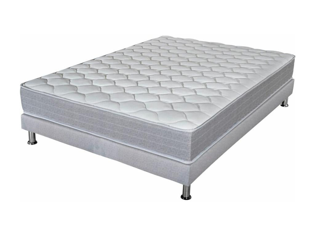 Delimoa mattress and bed base 140x190 SR9 - Light grey - Firm support - Made in France 19571DSPX