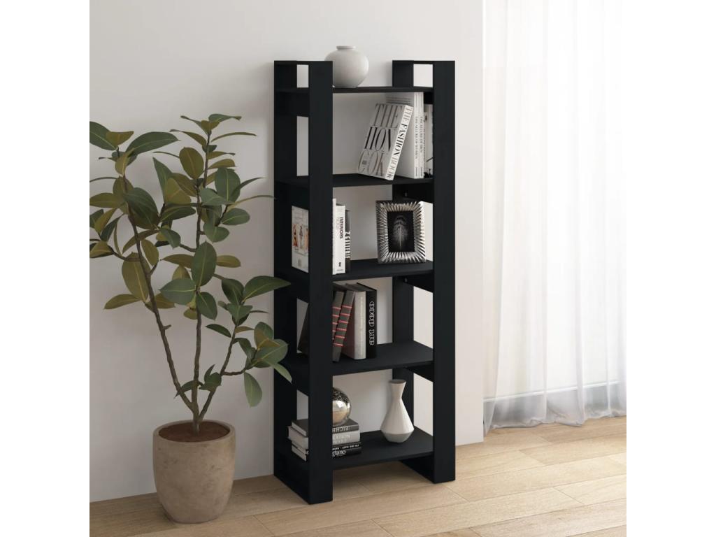 Black Bookshelf/Room Divider 60x35x160 cm Solid Wood 61629JVEN
