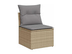 7-piece garden furniture set with cushions, beige woven resin, 73359SDMV
