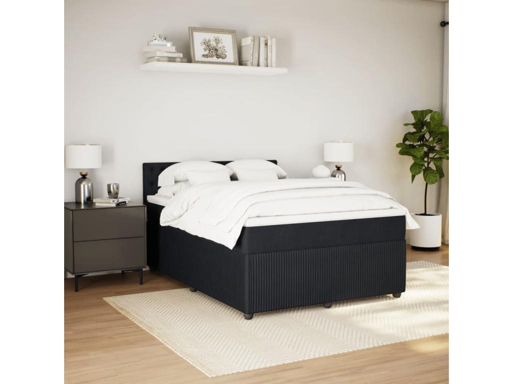 Delimoa bed base with black 140x200 cm velvet mattress 66357DASJ