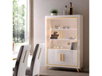 Artanzy - 2-Door White Lacquered Display Cabinet with Gold Decor and LEDs 37853DJXC