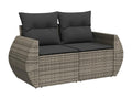 4-piece garden furniture set with grey resin wicker cushions 29849JPYC