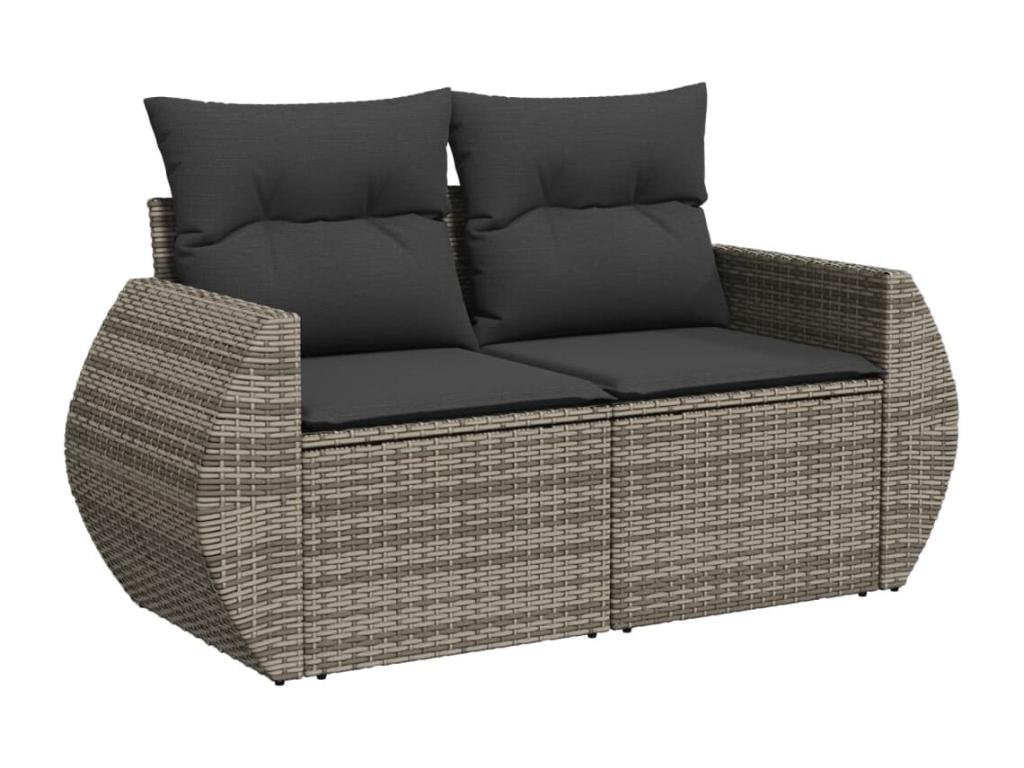 4-piece garden furniture set with grey resin wicker cushions 29849JPYC