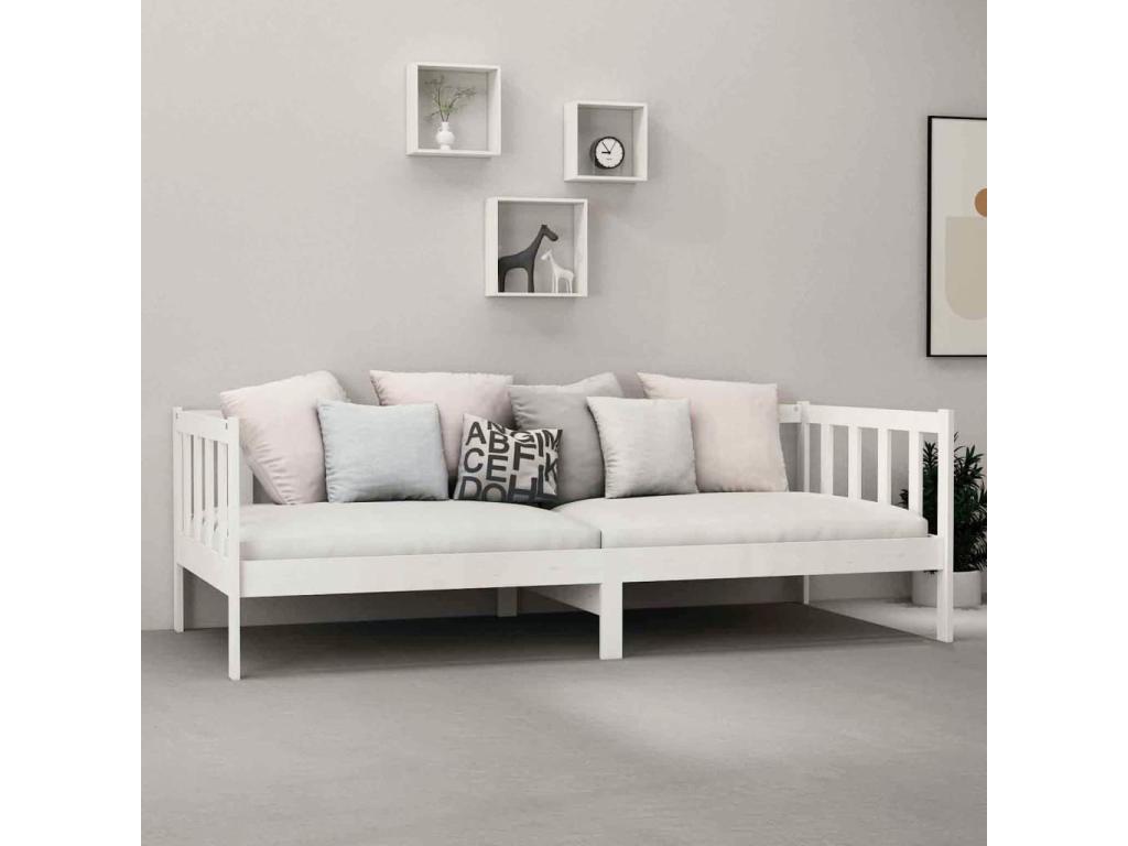 Bed with mattress 90x200 White Solid pine wood 20 17793GWCL