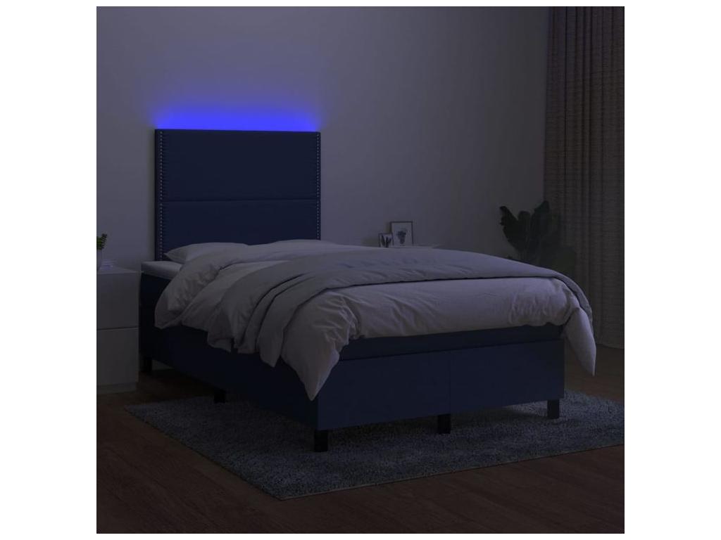 Delimoa bed base and mattress with LED light, blue, 120x200 cm, fabric, 01661YBMD