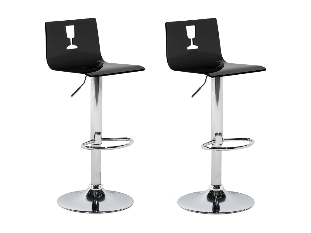 Set of 2 Delimoa Black Bar Stools 27038LWUG