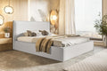 Artanzy 180x200 Storage Bed - Adult bed with slatted base - Cream-colored looped velvet fabric