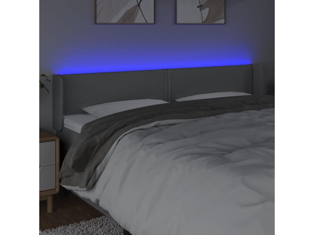 Light Grey LED Headboard 163x16x78/88 cm Fabric 93848UKKL