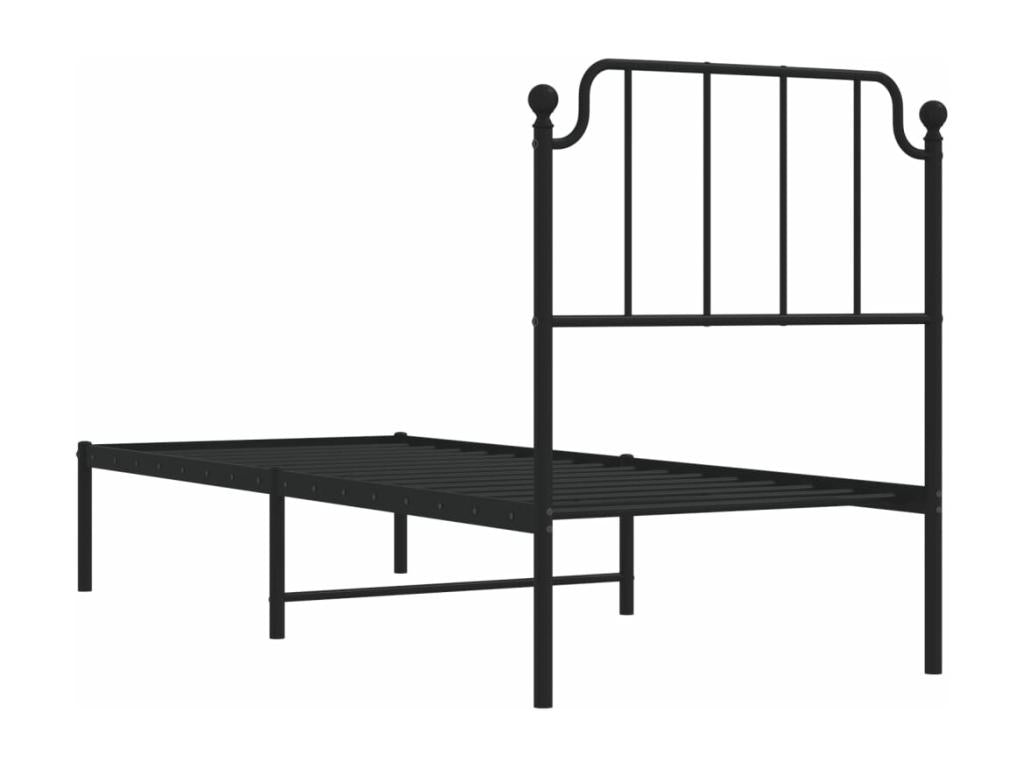 Metal bed frame without mattress, with black headboard, 80x200 cm, 59949SZPL