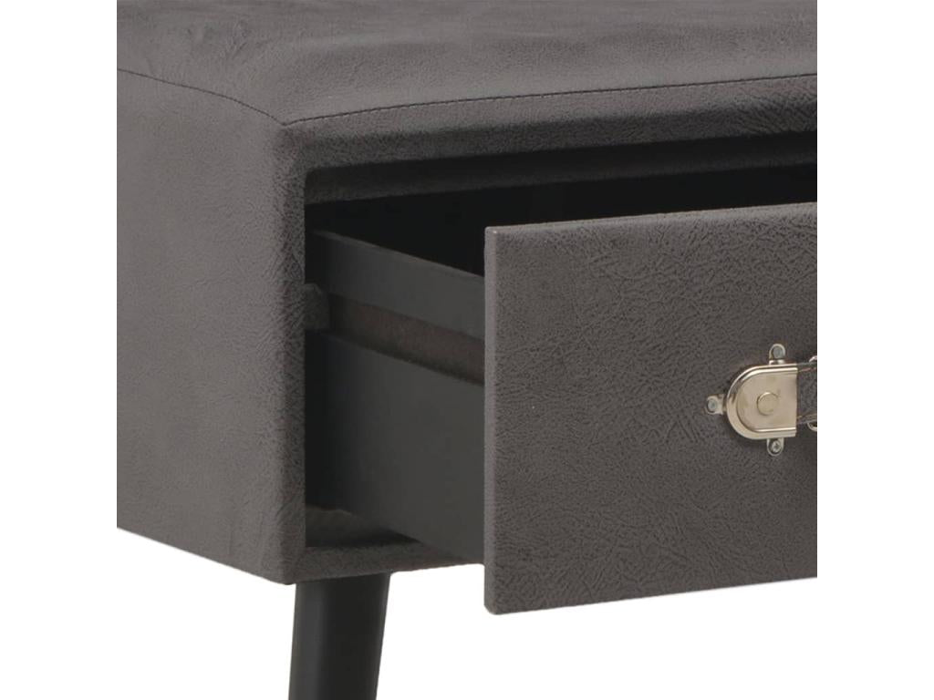 Bench with drawers, grey leather, 80x40x46 cm, 02 0010812 61585IBMV