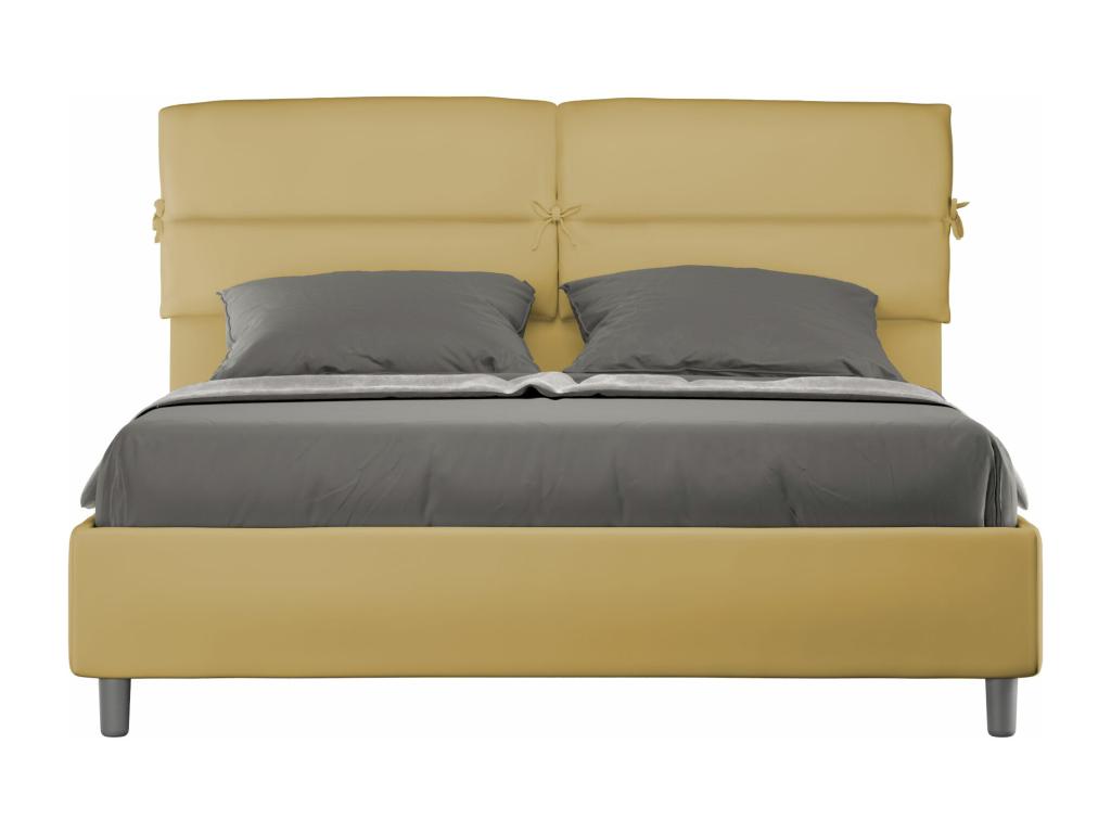 Delimoa 35367VAHQ Upholstered Bed without Mattress 160x200 Ochre Microfiber