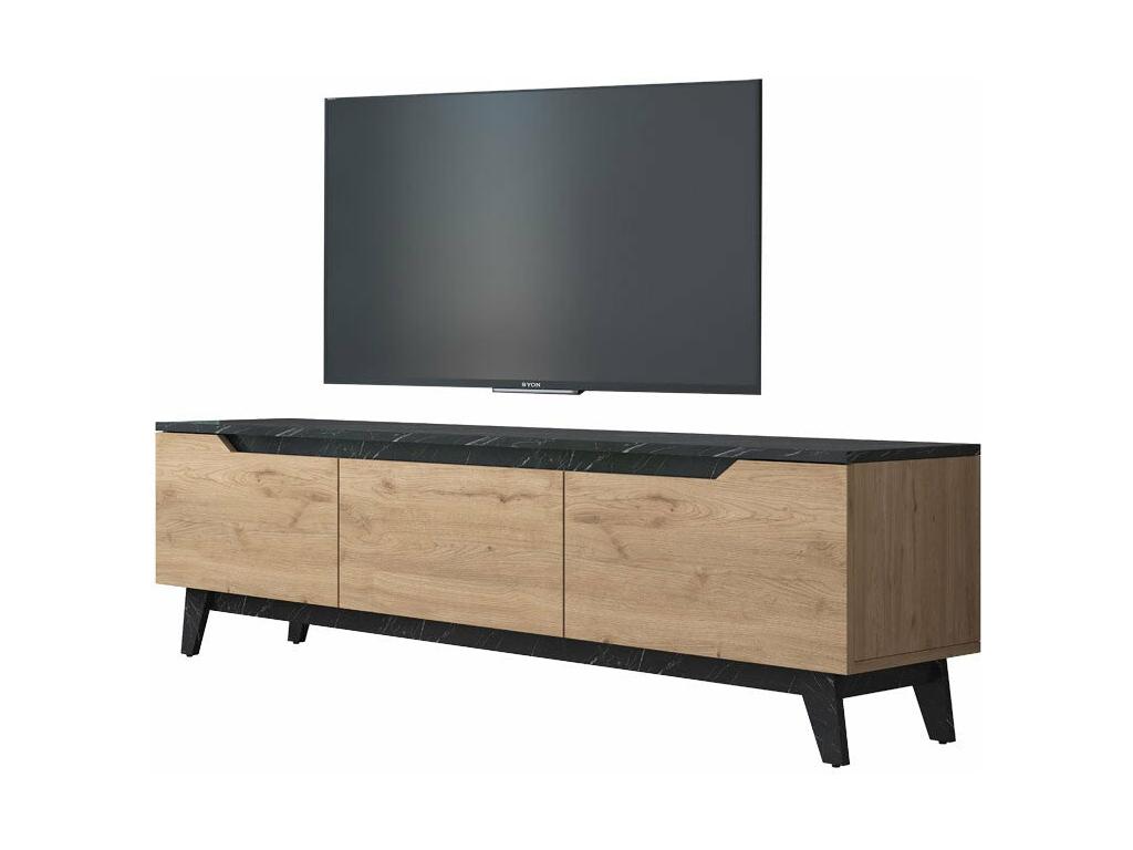 Delimoa TV stand, black marble-walnut effect, 180x35x48.3 cm, 34029NWTE