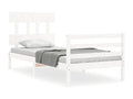 Bed frame with white headboard 90x200 solid wood 76160WXVU