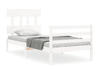 Bed frame with white headboard 90x200 solid wood 76160WXVU