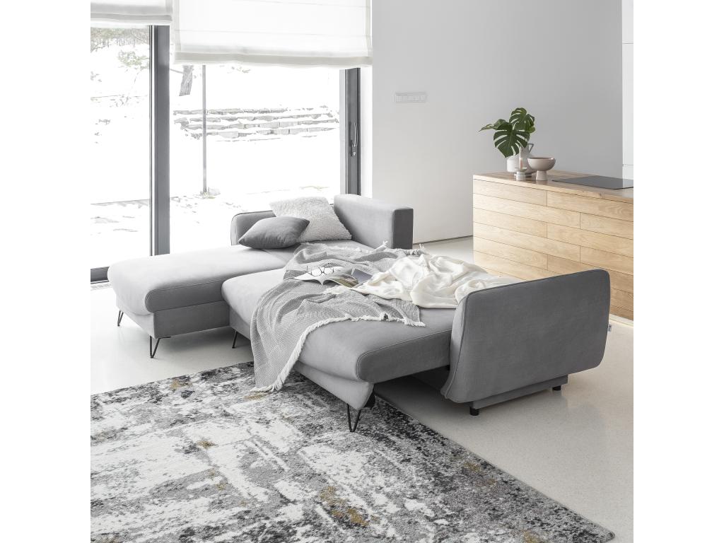 Delimoa 276cm Dark Grey Velvet Left-Hand Corner Sofa Bed 81830MACT