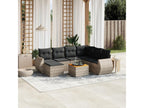 8-piece garden furniture set with grey resin wicker cushions 79414TRMJ