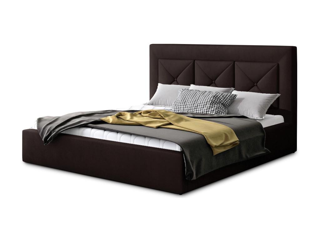 Delimoa Velvet Upholstered Double Bed - Brown - 160x200 - Storage Version 67241UFIP