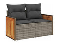 6-piece garden furniture set with grey resin wicker cushions 11522ZIMH