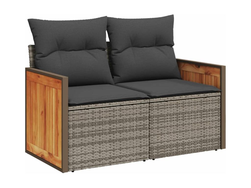6-piece garden furniture set with grey resin wicker cushions 11522ZIMH