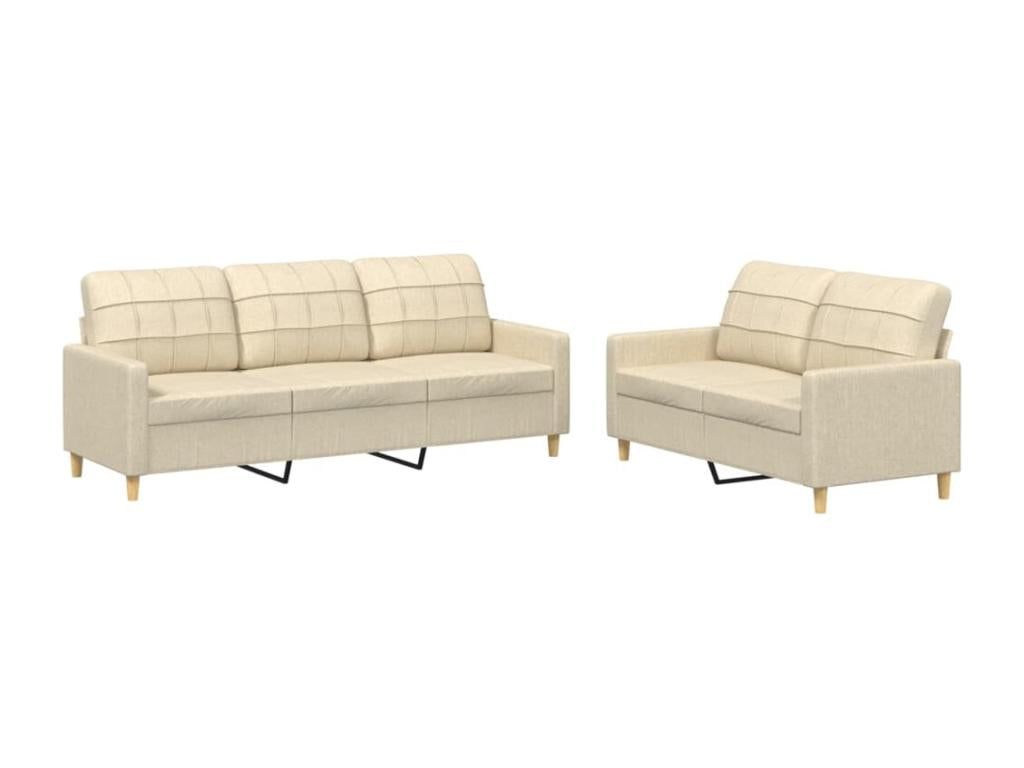 2-Piece Sofa Set with Cushions, Cream Fabric 85158PQFZ