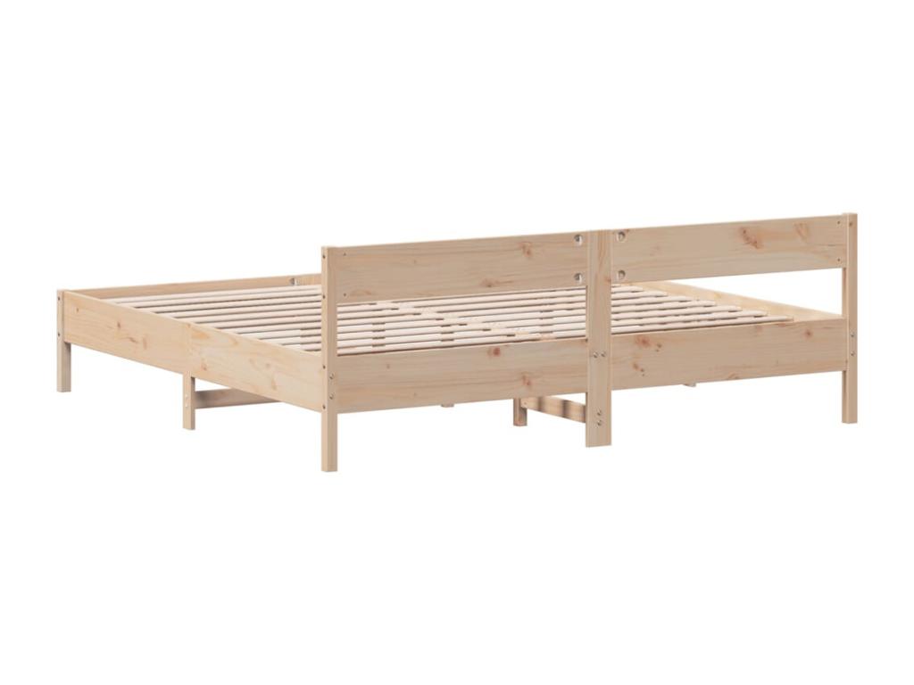 Bed frame with headboard 200x200 cm Solid pine wood 48361DNOP