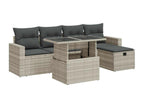 6-piece garden furniture set with light grey cushions, woven resin 11353BURI