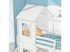 Bunk bed cabin style 90x200cm - solid wood - with 2 windows - White 83711DNZL
