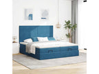 Ottoman bed frame with dark blue velvet mattress 160x200 cm 68235YYUE