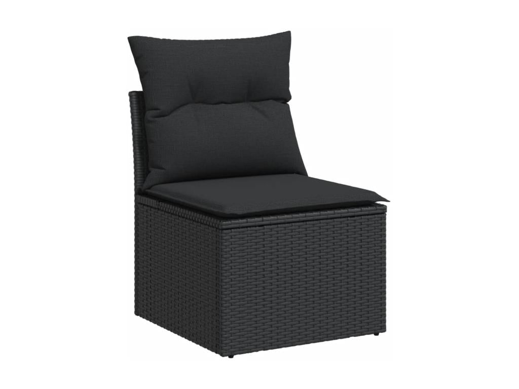 11-piece garden furniture set with cushions, black resin wicker, 38198CLQQ