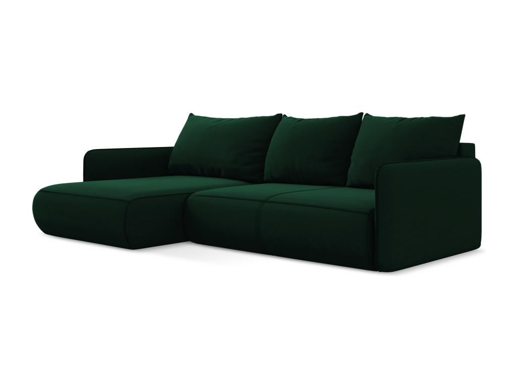 3-seater left-hand corner sofa bed in velvet - bottle green - Delimoa 43647XVXK