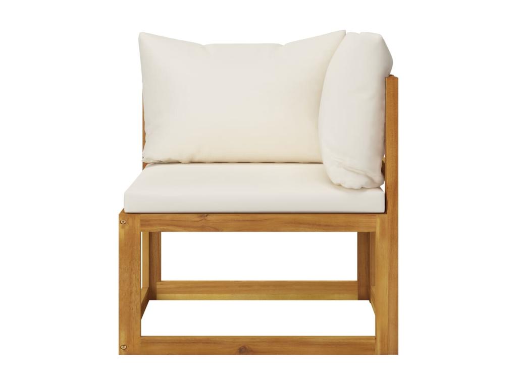 6-piece garden furniture set with cushions, cream color, solid Artanzy wood, 67523TAST