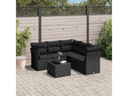 6-piece garden furniture set with cushions, black woven resin, 63950JZDO