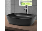 Matte black ceramic countertop washbasin with hand basin waste plug 505x385x140 mm 88728GQAL