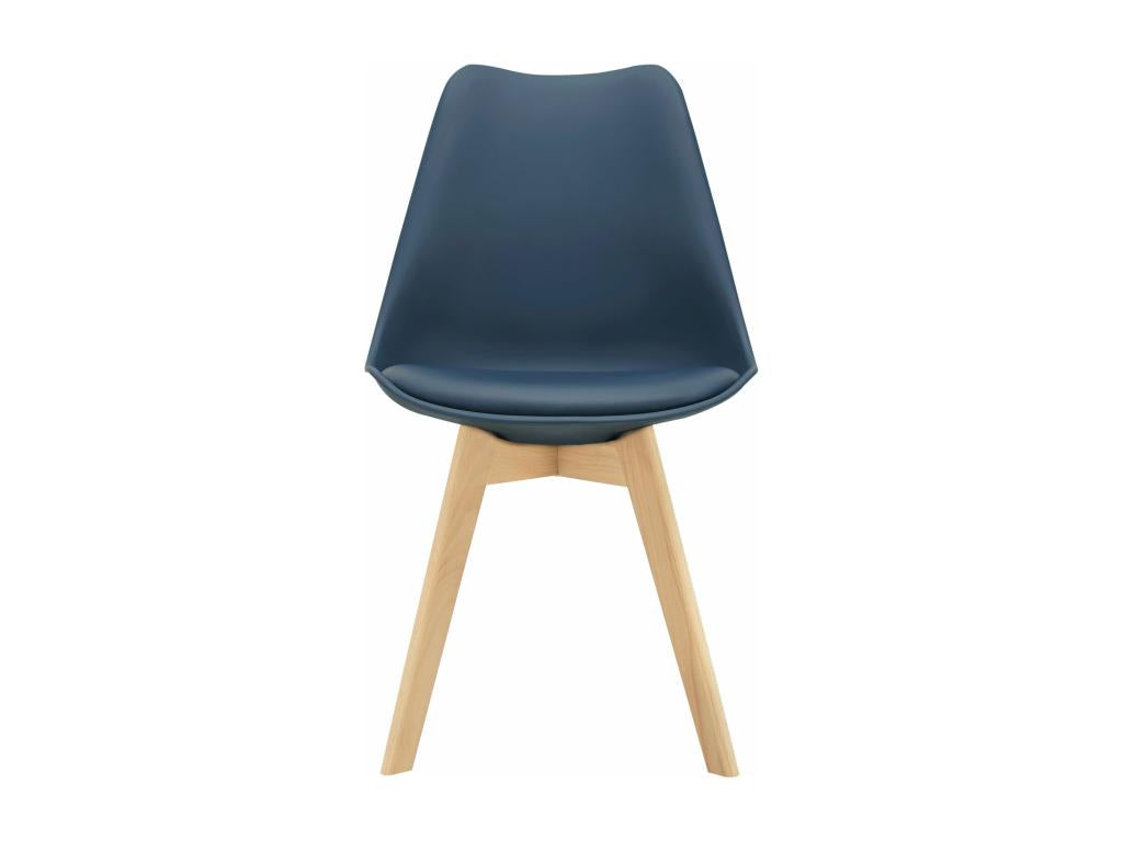 Set of 2 Scandinavian dining chairs, kitchen seats, plastic, synthetic beech, 81 cm, blue, 03 0002769 52571OWNY