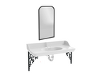 Artanzy 1889 wall-hung washbasin with 3-hole faucet, black mirror metal brackets, and chrome siphon (47102PYHY)