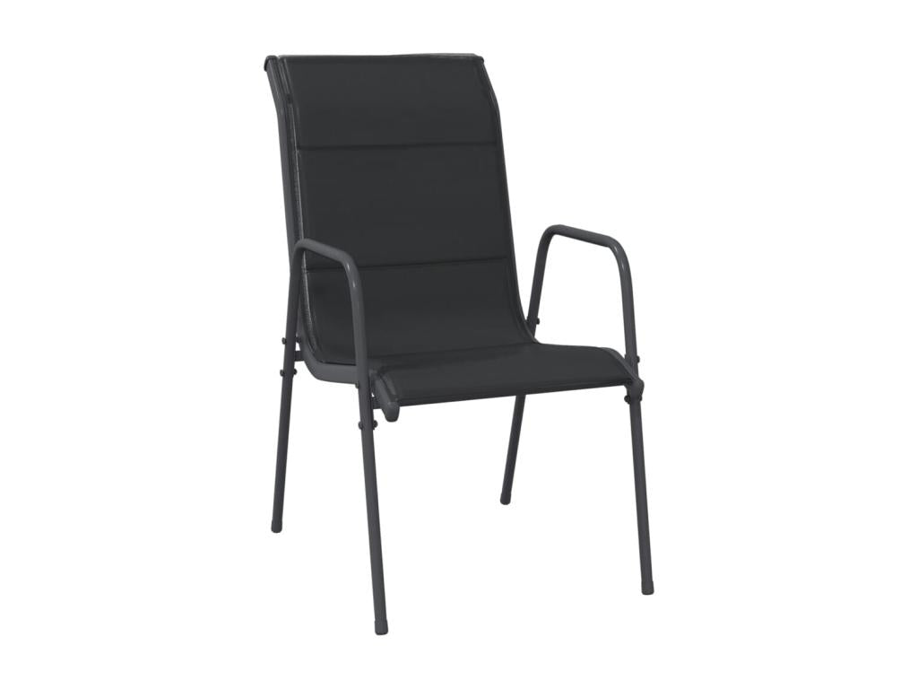 4-Piece Garden Chairs, Steel and Textilene, Black 81229HIOQ
