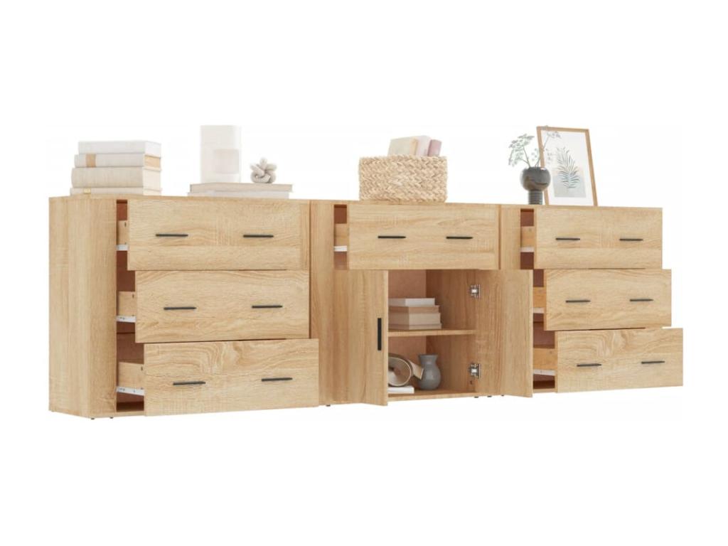 3-Piece Buffet Set, Oak, Artanzy Engineered Wood, 47151ZLKL