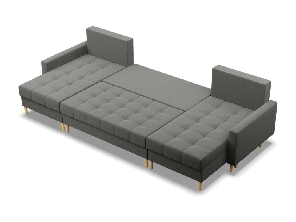 U-shaped corner sofa with sleeper function and 2 chaise lounges, Dark Grey 81078FXZI
