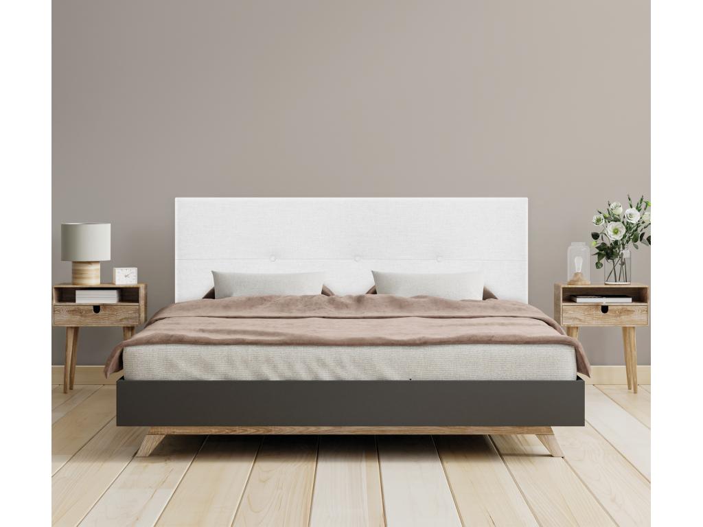 Delimoa Natural Linen Headboard with Buttons 150x50cm for 150cm Beds - White 19169IVXV