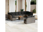 Garden furniture set with cushions, 13 pieces, grey woven resin, 81580IWIG
